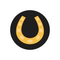 Golden horseshoe flat style vector icon. Lucky Irish symbol.