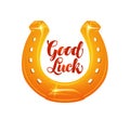 Golden horseshoe for luck. Vector illustration