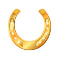 Golden horseshoe, lucky St. Patricks day symbol. Good luck sign