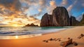 Golden Hour Beachscape: Scenic View Of Palawan\'s Beach At Sunset