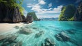 Golden Hour: Captivating Palawan Beach With Crystal Clear Waters Royalty Free Stock Photo