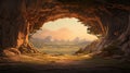 Golden Hour Cave: Bucolic Landscapes In Raphael Lacoste Style