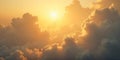 Golden Hour Cloudscape Sunset Aerial View Heavenly Clouds Royalty Free Stock Photo