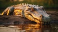 Golden Hour Encounter: Majestic Crocodile In Agfa Vista