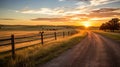 The golden hour glow on a country road Royalty Free Stock Photo