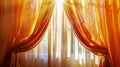 Golden Hour Glow Through Elegant Drapes. Generative ai Royalty Free Stock Photo