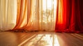 Golden Hour Glow Through Elegant Drapes. Generative ai Royalty Free Stock Photo