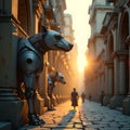 Golden Hour Glow Intricate Futuristic Architecture in Surreal Light