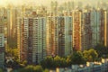 Golden Hour Light Bathing Urban Skyline with High Rise Apartment Buildings Royalty Free Stock Photo