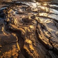 Golden Hour Light on Swirling Mud Texture Royalty Free Stock Photo