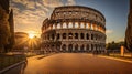 Golden Hour Majesty: Colosseums Grandeur in Rome Royalty Free Stock Photo