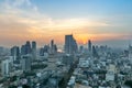 Golden hour of the Metropolitan Bangkok City downtown cityscape urban skyline tower Thailand Royalty Free Stock Photo