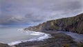 Golden hour morning light on the coast and cliffs near Hartland Point Royalty Free Stock Photo