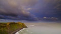 Golden hour morning light on the coast and cliffs near Hartland Point Royalty Free Stock Photo