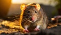 Golden Hour Rat: A Close-up Intensity In Explosive Pigmentation