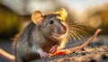 Golden Hour Rat: A Close-up Intensity In Explosive Pigmentation