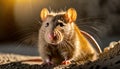 Golden Hour Rat: A Close-up Intensity In Explosive Pigmentation