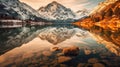 Golden Hour Reflections on Serene Alpine Lake