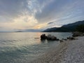 Golden hour at seaside in Croatia, beautiful sunset Royalty Free Stock Photo