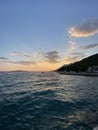 Golden hour at seaside in Croatia, beautiful sunset