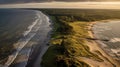 Golden Hour Serenity: Aerial View of the German Baltic Sea Coast at Sunset