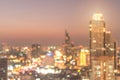 Golden hour sky with city rooftop view blur background with cityscape business corporate office building landscape blurry twilight Royalty Free Stock Photo