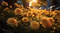 Golden Hour: Stunning Sunset At The Flower Garden Royalty Free Stock Photo