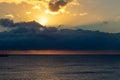 Golden hour sunrise over the Atlantic Ocean in Fort Lauderdale Florida US Royalty Free Stock Photo