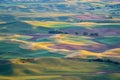 Golden hour sunset aerial view of The Palouse region of Eastern Washington State, as seen from Steptoe Butte State Park, of Royalty Free Stock Photo
