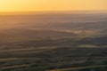 Golden hour sunset aerial view of The Palouse region of Eastern Washington State, as seen from Steptoe Butte State Park, of the Royalty Free Stock Photo