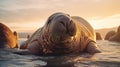 Golden Hour Walruses: A Captivating Ocean Scene