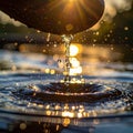 Golden Hour Water Drop from a Coconut Shell Royalty Free Stock Photo