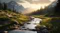 Golden Hour Wilderness Landscape: Hd Wallpaper With Backlit Photography Style