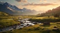 Golden Hour Wilderness Landscape: Stunning Vray Tracing With Canon Ef-s 15-85mm Lens