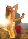 Golden hour and wine Royalty Free Stock Photo