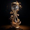 Golden Hourglass with Adornments and Musical Notes