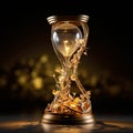 Golden Hourglass with Adornments and Musical Notes