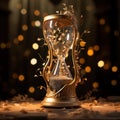 Golden Hourglass with Adornments and Musical Notes