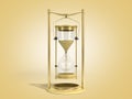 Golden hourglass 3d render on color gradient background