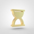 Golden hourglass start icon isolated on white background.