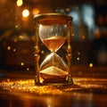 Golden hourglass symbolizes the precious sands of fleeting time beautifully