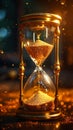 Golden hourglass symbolizes the precious sands of fleeting time beautifully