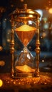 Golden hourglass symbolizes the precious sands of fleeting time beautifully