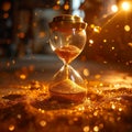 Golden hourglass symbolizes the precious sands of fleeting time beautifully