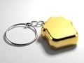 Golden house key chain Royalty Free Stock Photo