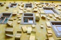 Golden house with golden leaves at the Kunsthofpassage in Dresden