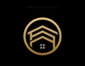 Golden house letter logo icon design element template Royalty Free Stock Photo