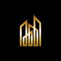 Golden house line icon. Can be used for realty estate, apartment, residential property or hotel logo template. Royalty Free Stock Photo