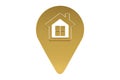 Golden house location icon ,3D illustration. Royalty Free Stock Photo