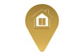 Golden house location icon ,3D illustration.